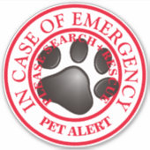 PET ALERT AUFKLEBER (Vorderseite)
