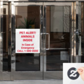 PET ALERT! Helle rote Buchstaben Fensteraufkleber (Büro Tür)