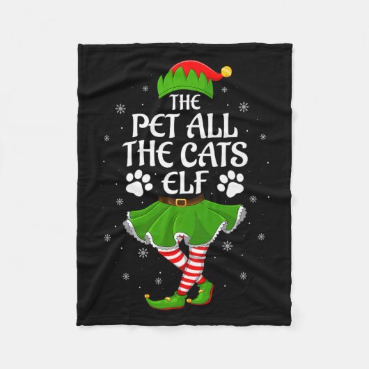 Pet All The Cats Elf Christmas Girls Women Elf Squ Fleecedecke (Vorderseite)