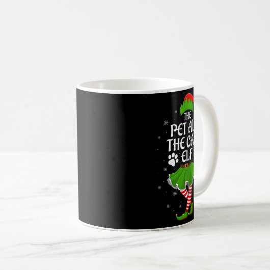 Pet All The Cats Elf Christmas Girls Women Elf Squ Kaffeetasse (VorderseiteRechts)