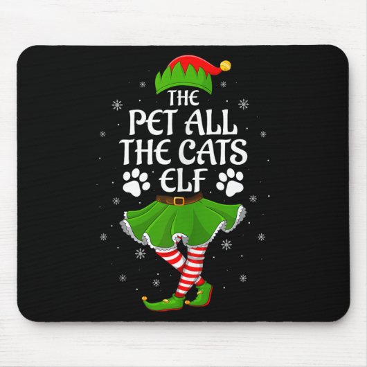 Pet All The Cats Elf Christmas Girls Women Elf Squ Mousepad (Vorne)