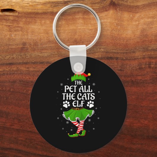 Pet All The Cats Elf Christmas Girls Women Elf Squ Schlüsselanhänger (Vorderseite)