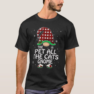 Pet All The Cats Gnome Buffalo Red Plaid Matching  T-Shirt