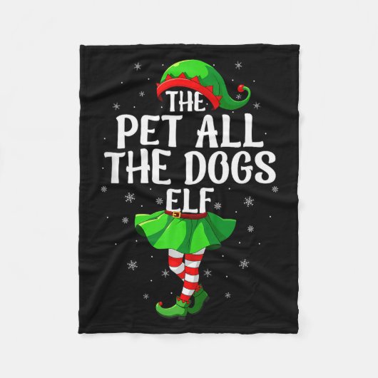 Pet All The Dogs Elf Christmas Girls Women Elf Squ Fleecedecke (Vorderseite)