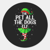 Pet All The Dogs Elf Christmas Girls Women Elf Squ Runder Aufkleber (Vorderseite)