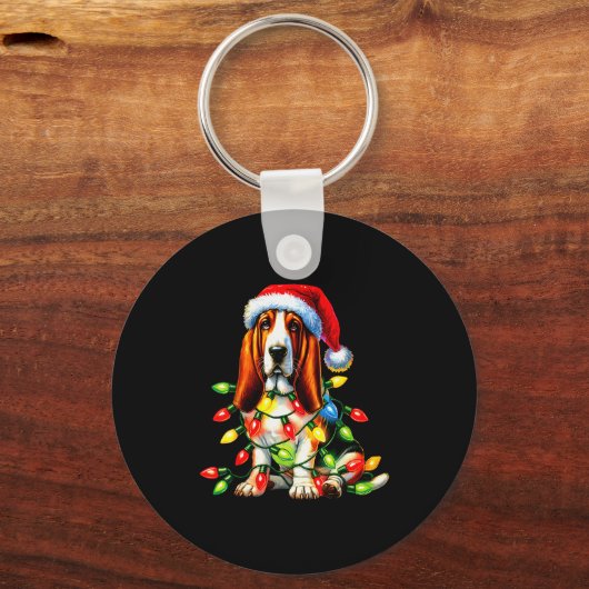 Pet Animal Bet Hound Dog Lover Santa Hat Christmas Schlüsselanhänger (Vorderseite)