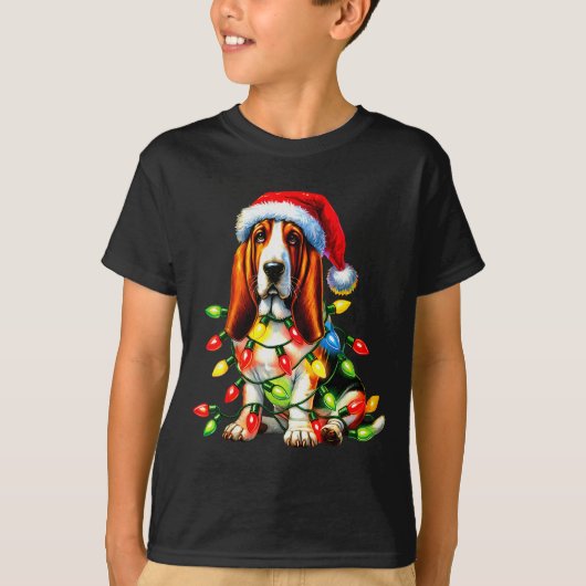 Pet Animal Bet Hound Dog Lover Santa Hat Christmas T-Shirt (Vorderseite)