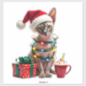 Pet Animal Lovers Cute Sphynx cat Reindeer Antlers Aufkleber (Blatt)