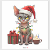 Pet Animal Lovers Cute Sphynx cat Reindeer Antlers Aufkleber (Blatt)