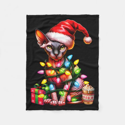 Pet Animal Lovers Cute Sphynx Cat Reindeer Antlers Fleecedecke (Vorderseite)