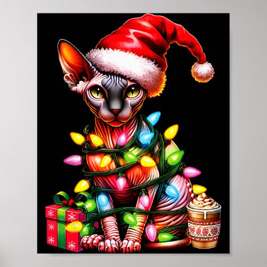 Pet Animal Lovers Cute Sphynx Cat Reindeer Antlers Poster (Vorne)