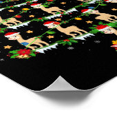 Pet Animal Xmas Lights Santa Alpaca Weihnachtsbaum Poster (Ecke)