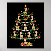 Pet Animal Xmas Lights Santa Alpaca Weihnachtsbaum Poster (Vorne)