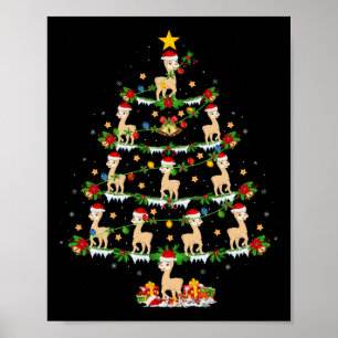 Pet Animal Xmas Lights Santa Alpaca Weihnachtsbaum Poster