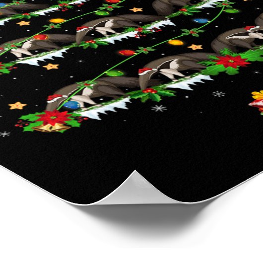 Pet Animal Xmas Lights Santa Anteater Weihnachten Poster (Ecke)