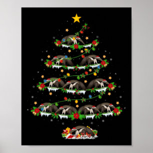 Pet Animal Xmas Lights Santa Anteater Weihnachten Poster