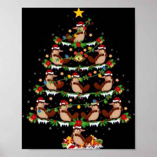 Pet Animal Xmas Lights Santa Platypus Christmas Tr Poster (Vorne)