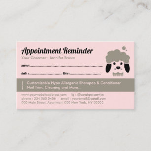 Pet Bath Salon Ernennung Remind Dog Groomer Visitenkarte