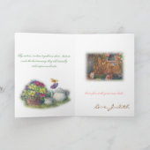 pet Beileid, Katze im Garten, heartfelt Mitteilung Karte (Innenseite)