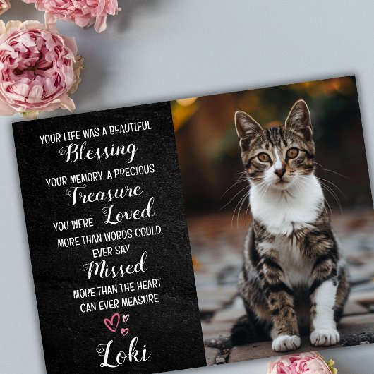 Pet Beileid Personalisiert Foto Cat Loss Karte