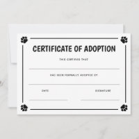 Pet-Bescheinigung für die Adoption von Schwarzweiß