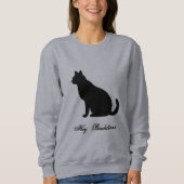 Pet Black Cat Lovers Funny Quote Customized Grey Sweatshirt (Vorderseite)