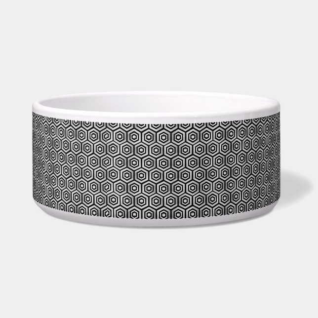 Pet Bowl Black White Hexagon Geometric Pattern Napf (Vorderseite)