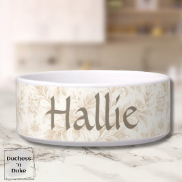 Pet Bowl - Ivory Botanical, Personalized  Napf