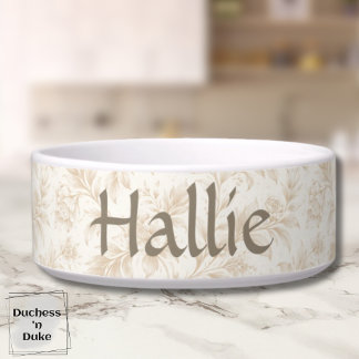 Pet Bowl - Ivory Botanical, Personalized  Napf