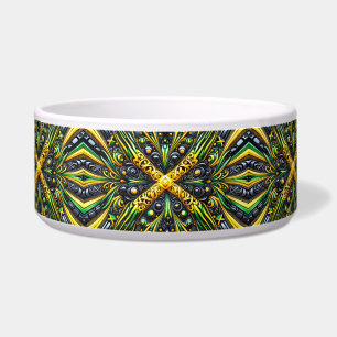 Pet Bowl mit jamaikanischen Farben Abstraktes Desi Napf