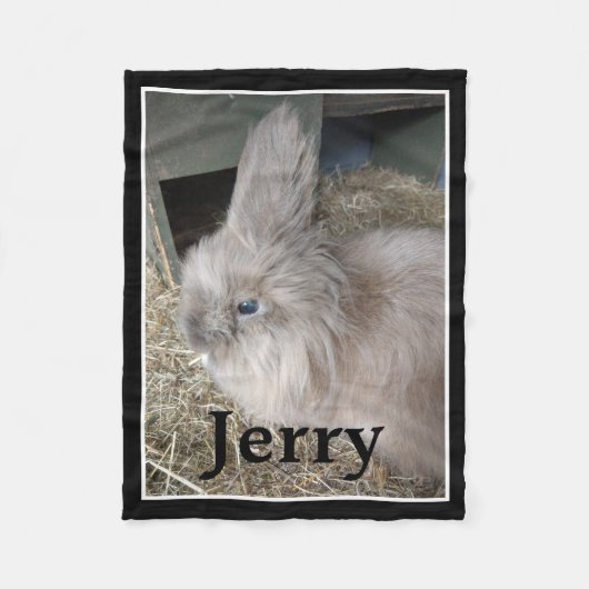 Pet Bunny Memorial Single Foto und Name Fleecedecke (Vorderseite)