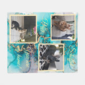 Pet bunny photo collage - green ink Fleecedecke (Vorderseite (Horizontal))