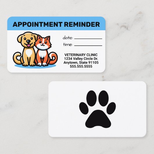 Pet Business Appointment Card Terminkarte (Vorne/Hinten)