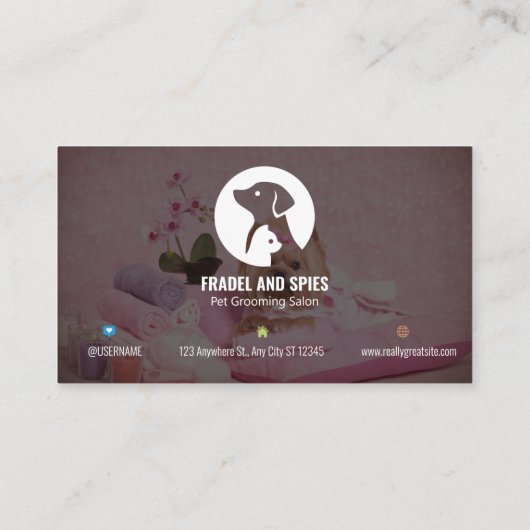 Pet Care Appointment Card with Logo & Cute Animal Terminkarte (Rückseite)