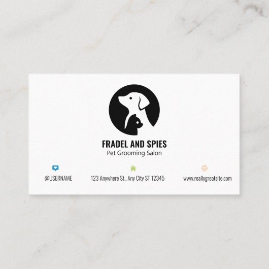 Pet Care Appointment Card with Logo & Cute Animal Terminkarte (Rückseite)