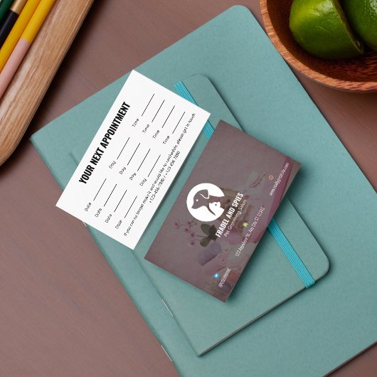 Pet Care Appointment Card with Logo & Cute Animal Terminkarte