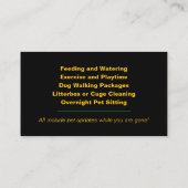 Pet Care Business Card Visitenkarte (Rückseite)