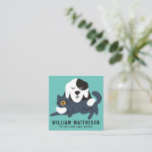 PET CARE | Dog Walker Pet Sitter Business Card Quadratische Visitenkarte (Stehend Vorderseite)