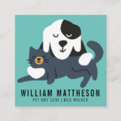 PET CARE | Dog Walker Pet Sitter Business Card Quadratische Visitenkarte (Vorderseite)
