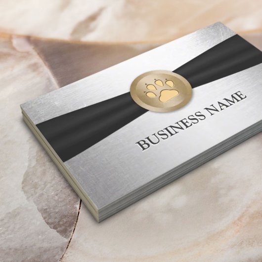 Pet Care Gold Paw Abzeichen Black Ribbon Silber Visitenkarte