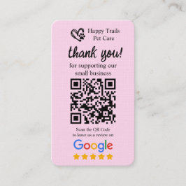 Pet Care Google Review Request Card mit QR-Code Visitenkarte