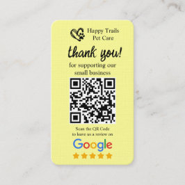 Pet Care Google Review Request Card mit QR-Code Visitenkarte