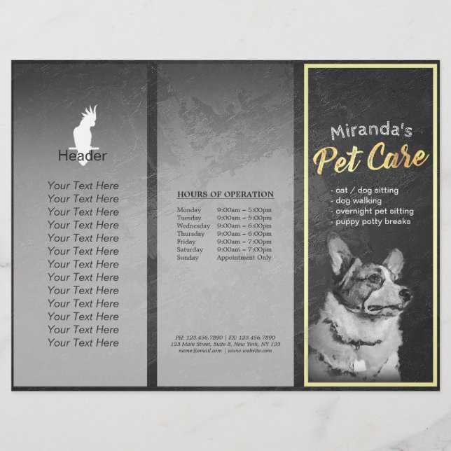Pet Care Grooming Dog Painting Tri-Fold Broschüren (Vorderseite)