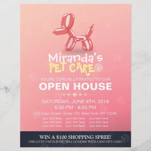 Pet Care Grooming Shop Open House Niedlich Dog Bal Flyer (Vorne)