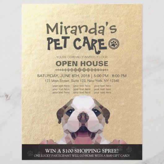 Pet Care Grooming Shop Pet Beauty Salon Open House Flyer (Vorne)