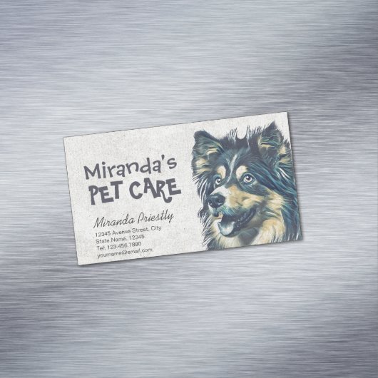 Pet Care Grooming Sitting Adorable Cartoon Hund Magnetische Visitenkarte (Beispiel)
