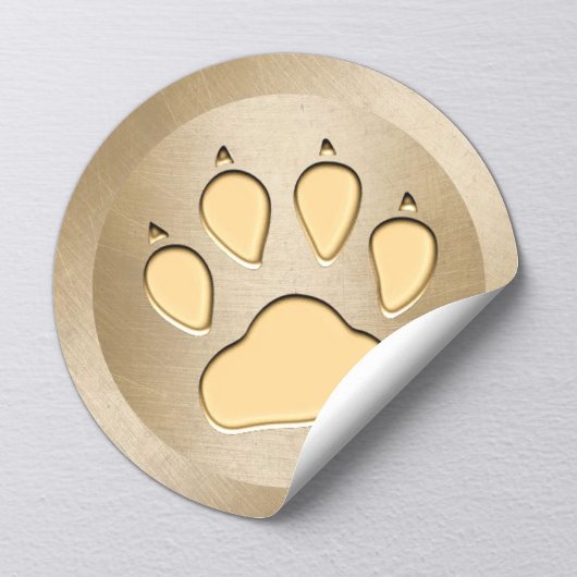 Pet Care Hund Paw Print Gold Runder Aufkleber