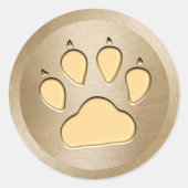 Pet Care Hund Paw Print Gold Runder Aufkleber (Vorderseite)