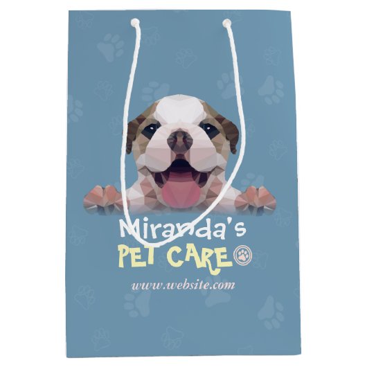 Pet Care Sitting Bade Grooming Salon Food Shop Mittlere Geschenktüte (Vorderseite)