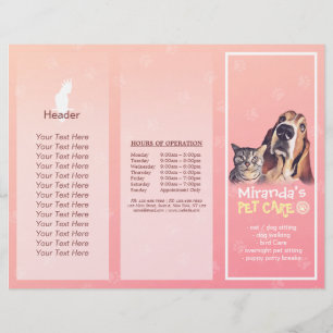 Pet Care Sitting Grooming Salon Tri-Fold Broschüre